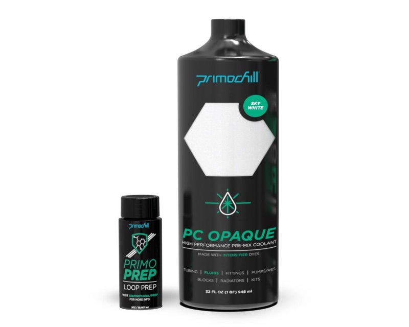 PrimoChill Opaque - Computer WaterCooling Show Coolant, Solid/Non-Transparent, Full Protection, Advanced User, PrimoPrep Included, Proudly Made in The USA (32oz/.9L) - Sky White SX - Image 1